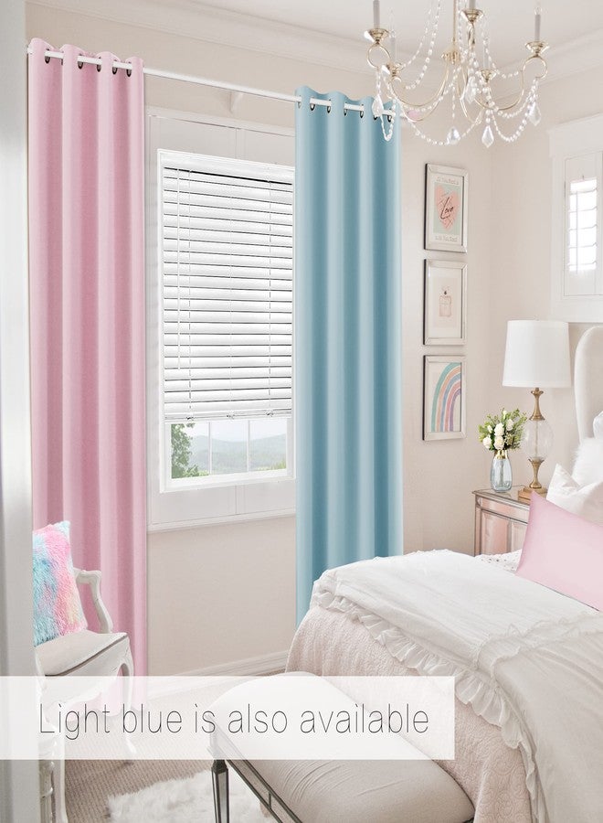 KOUFALL ستائر تعتيم قصيرة وردية اللون من KOUFALL لغرفة نوم البنات، طول 45 بوصة، ستائر تعتيم وردية فاتحة اللون لغرفة الأطفال، ستائر خصوصية لطيفة لنافذة الحمام. - Image 4